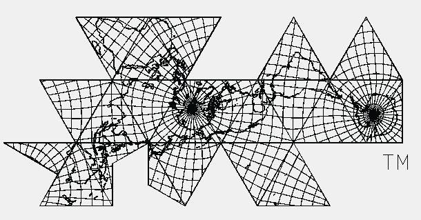 Dymaxion map, Robert W. Gray, original scale