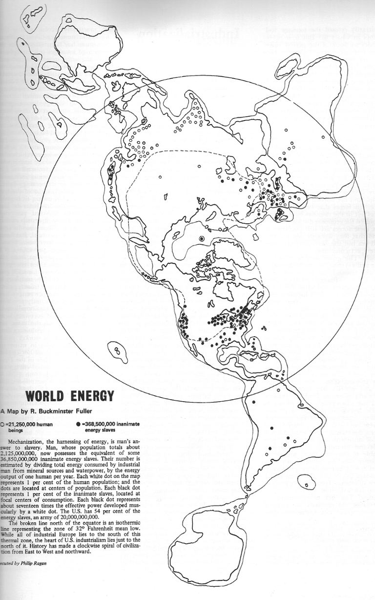 1940 world map by Buckminster Fuller