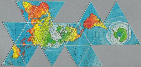 Dymaxion map, Bank of Nova Scotia, magnetic tiles, reduced scale