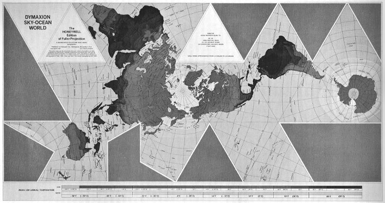 Dymaxion map Honeywell version, b&w