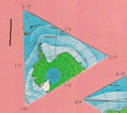 Dymaxion map, single triangle, 1 of 20