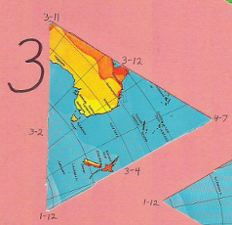 Dymaxion map, single triangle, 3 of 20