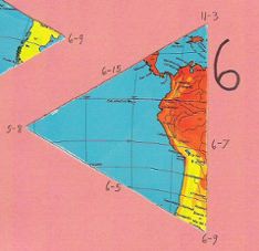 Dymaxion map, single triangle, 6 of 20