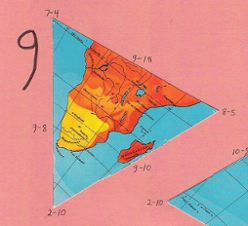 Dymaxion map, single triangle, 9 of 20