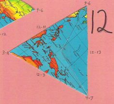Dymaxion map, single triangle, 12 of 20