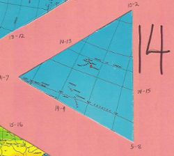 Dymaxion map, single triangle, 14 of 20
