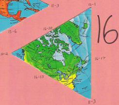 Dymaxion map, single triangle, 16 of 20