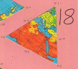 Dymaxion map, single triangle, 18 of 20