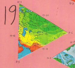 Dymaxion map, single triangle, 19 of 20