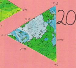 Dymaxion map, single triangle, 20 of 20
