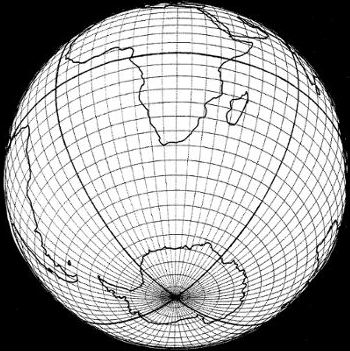 5-degree orthographic map marked by Gene Keyes with Cahill-Keyes octant; 8 of 8.