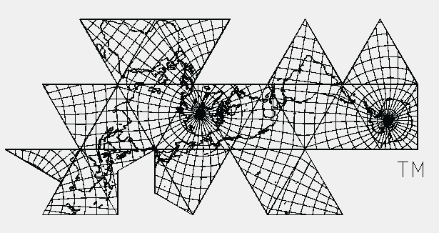 Dymaxion map, 10 degrees, Robert W. Gray