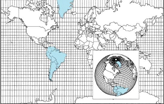 Mercator & Orthographic 5 degree maps