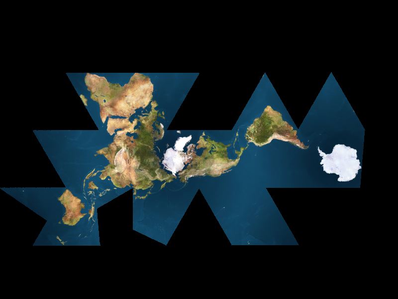 Dymaxion map unfolding animation stills, 8 of 8